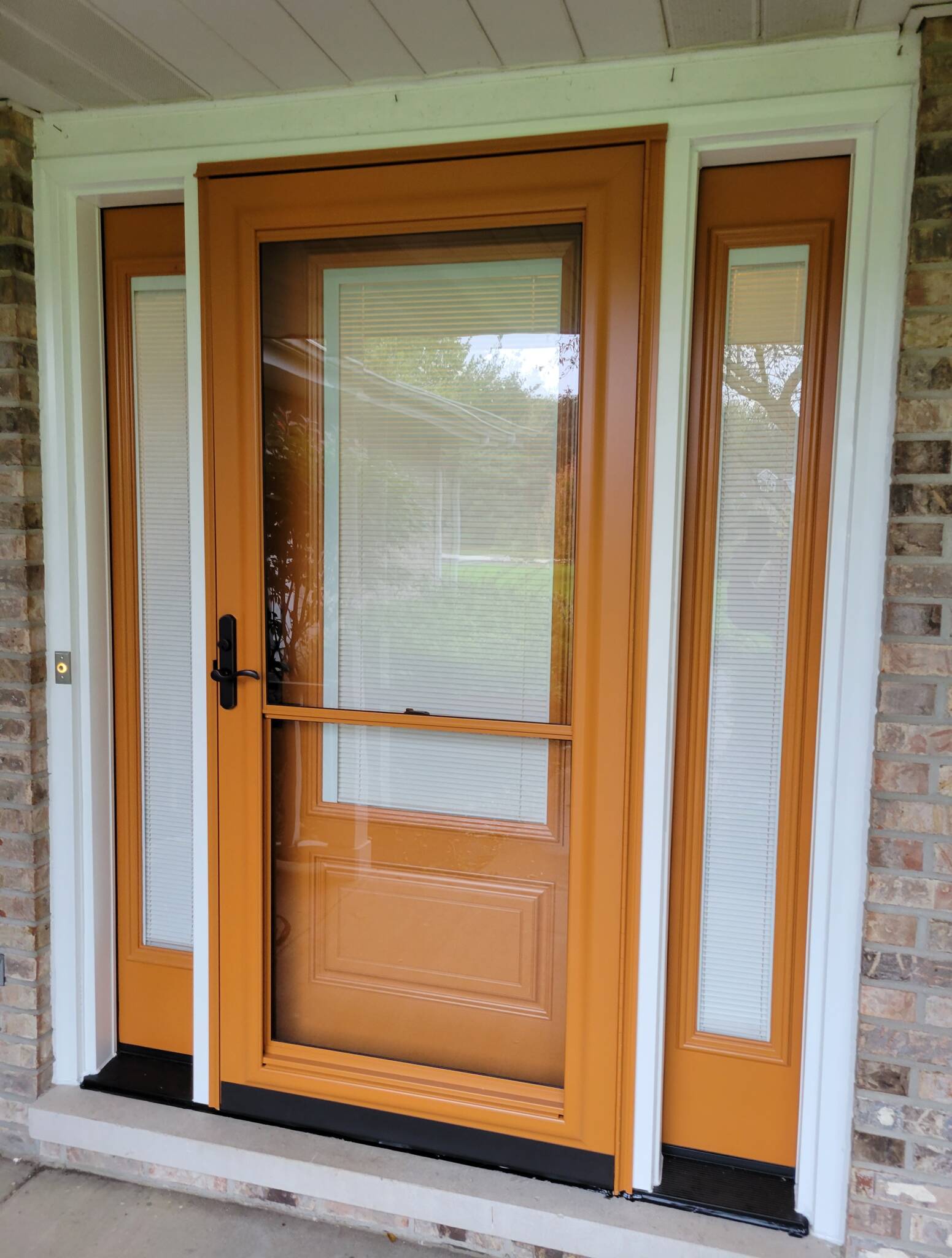 Doors Orange With Window Blinds